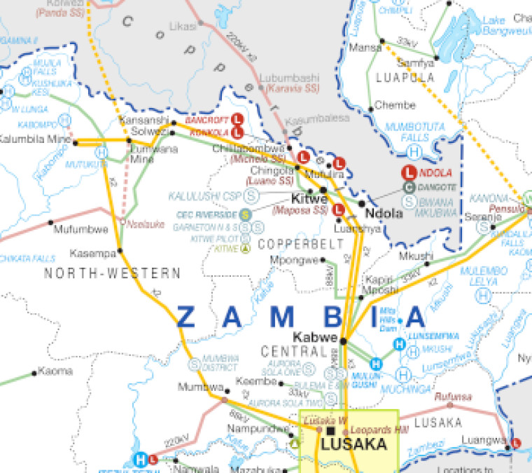 Zambia power map, Copperbelt