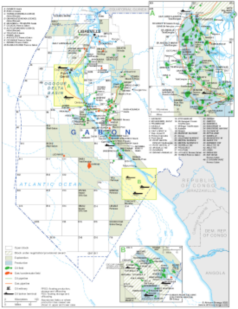 Gabon oil map