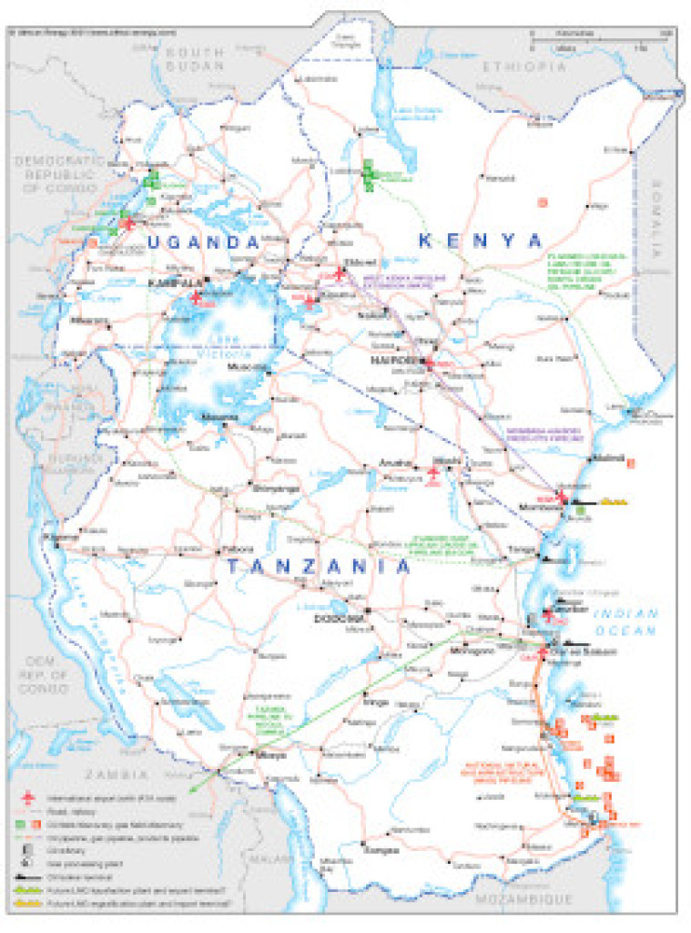 East Africa's oil, gas and products pipelines