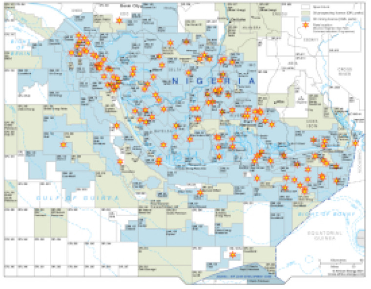 Nigeria gas flaring map