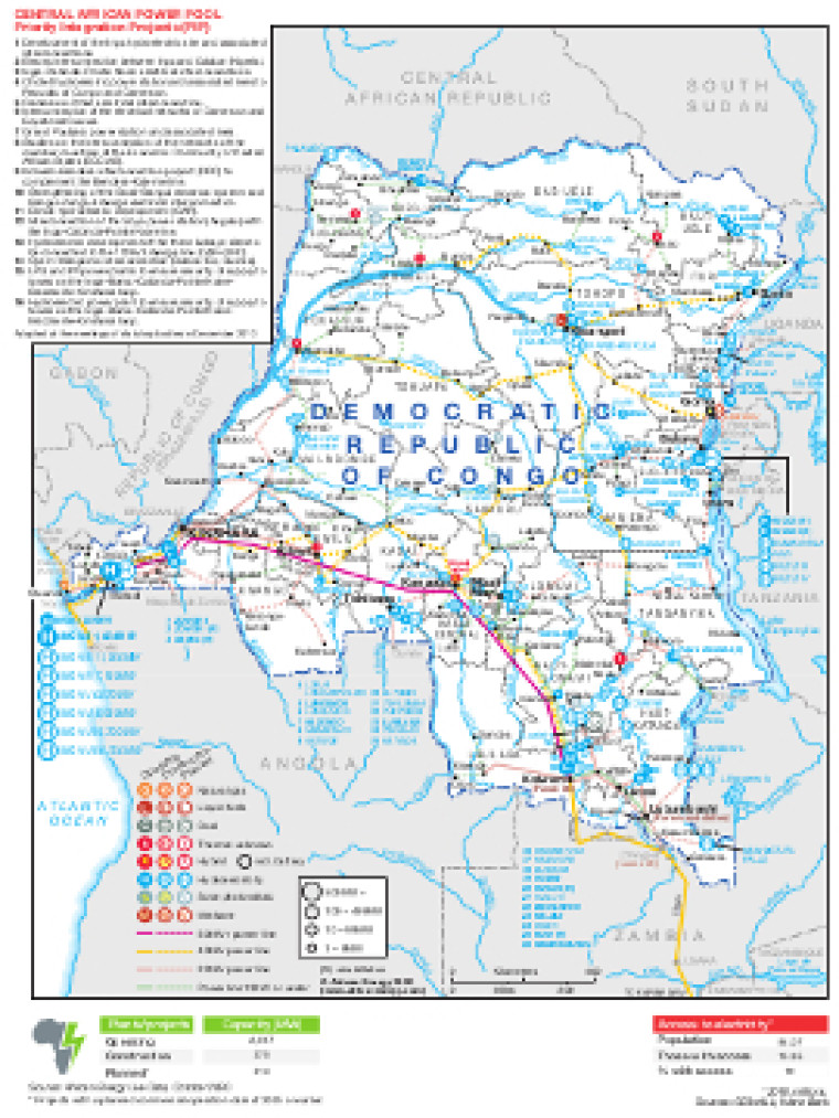 Power infrastructure in DR Congo map