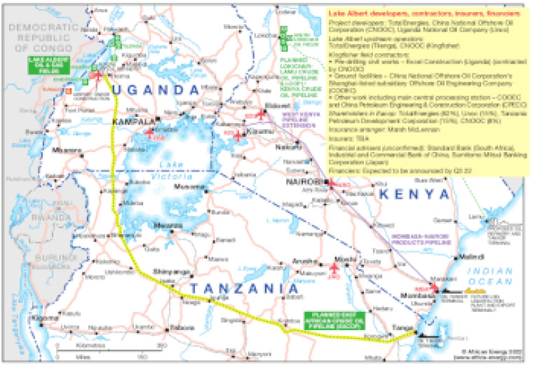 East African Crude Oil Pipeline map