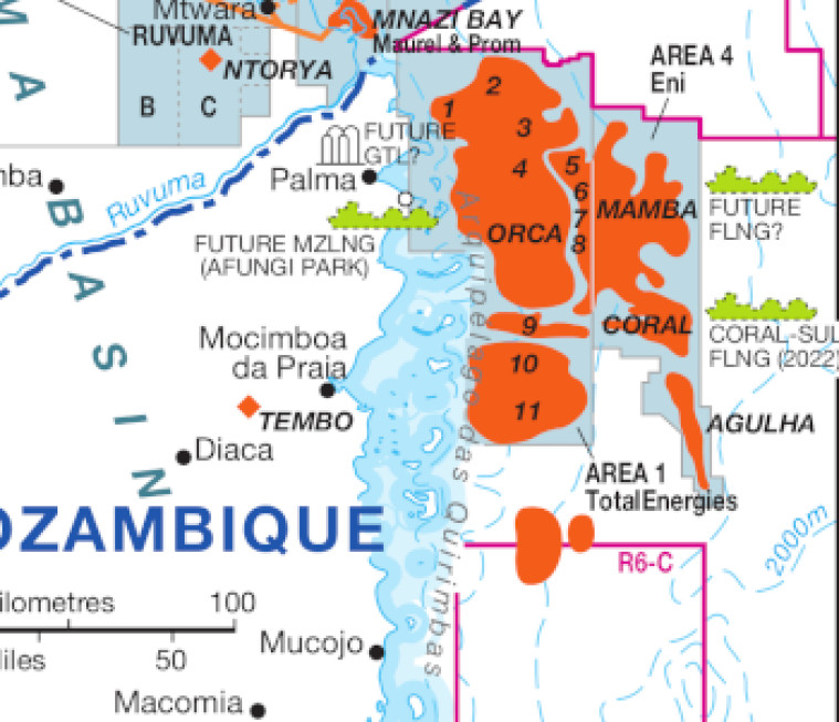 Mozambique gas map
