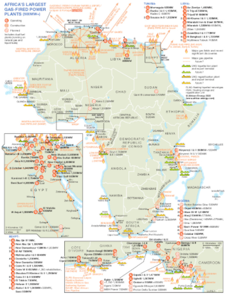 Africa gas-to-power map