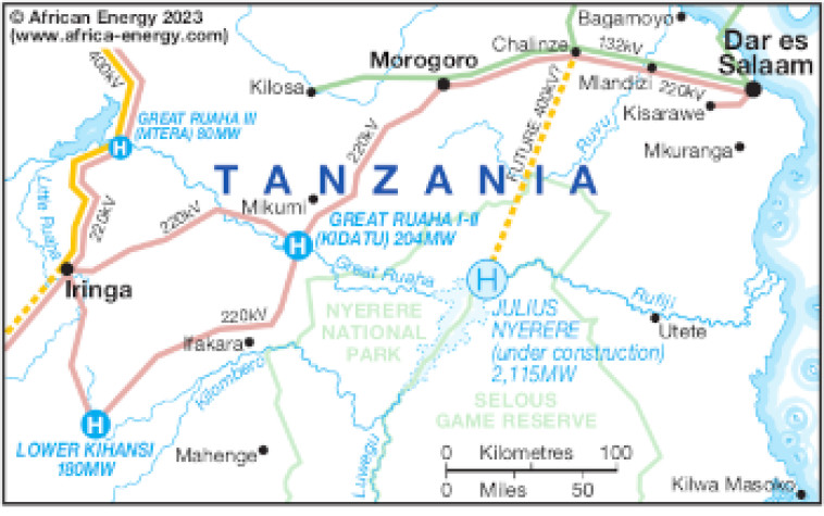 Julius Nyerere hydropower map