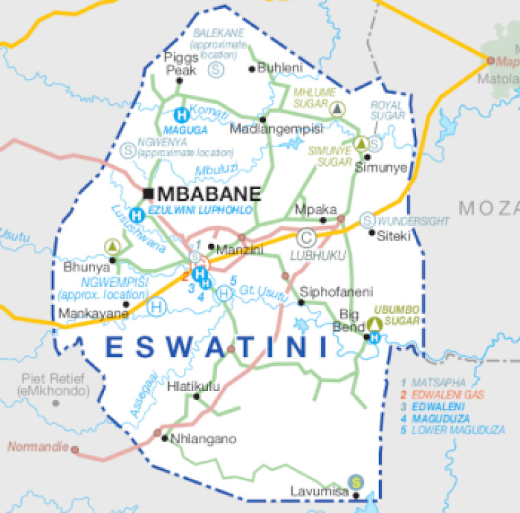 Eswatini infrastructure map