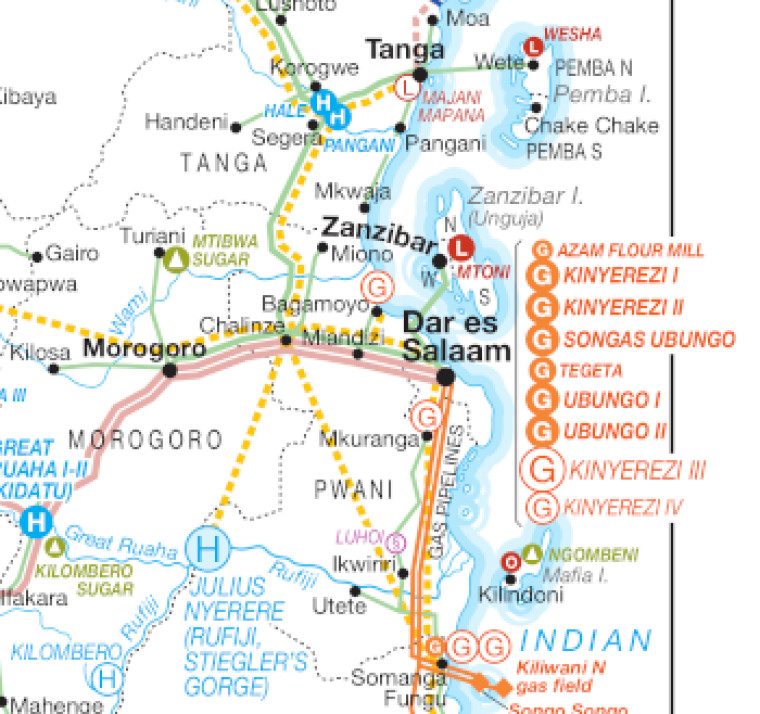 Tanzania power map Dar es Salaam aea