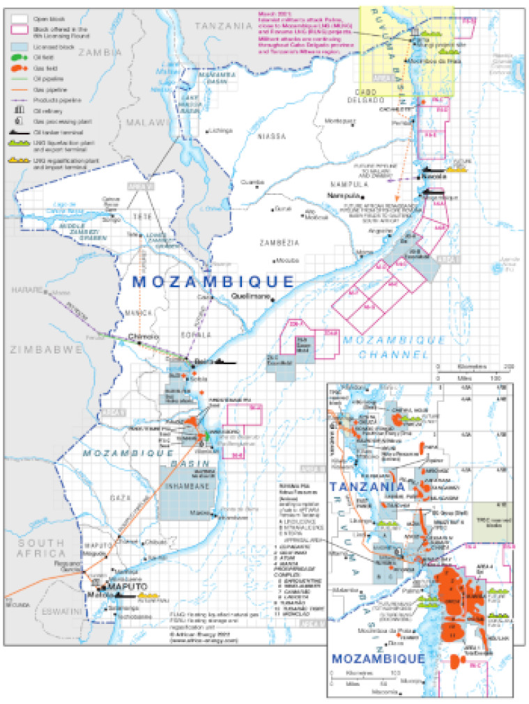 Mozambique oil and gas map
