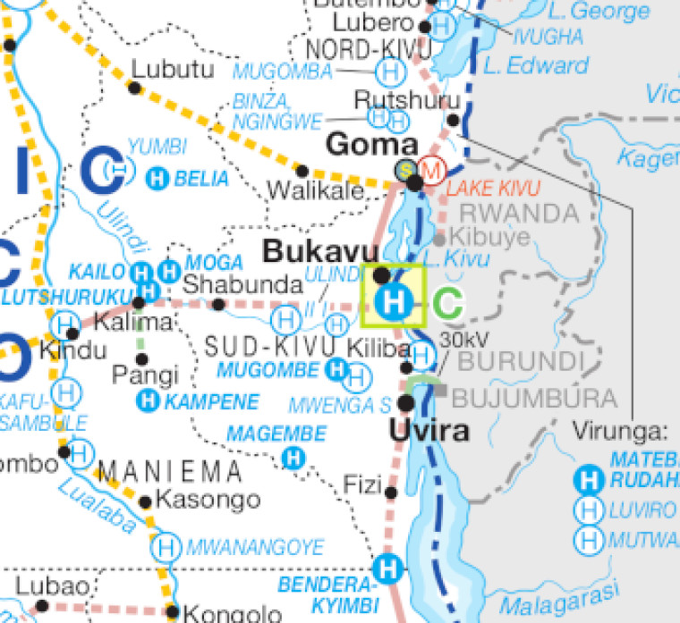 DR Congo, Lake Kivu map
