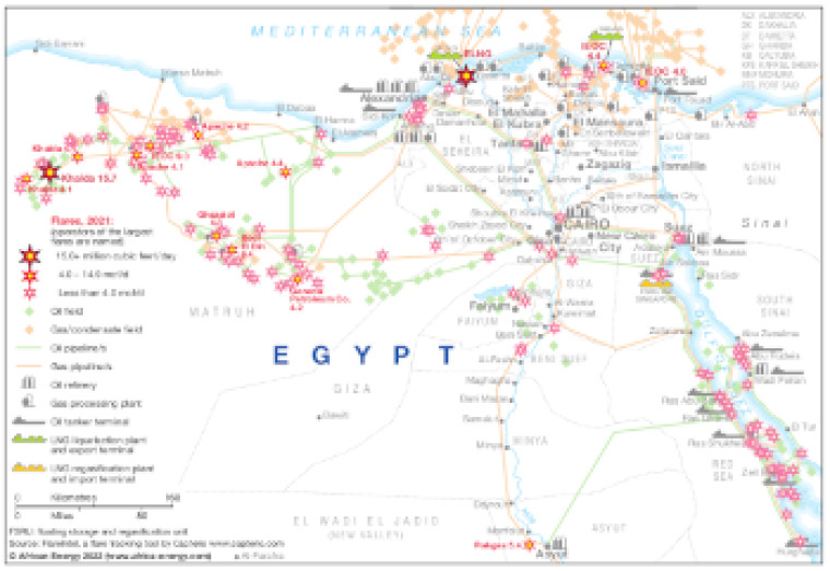 Egypt gas flaring map