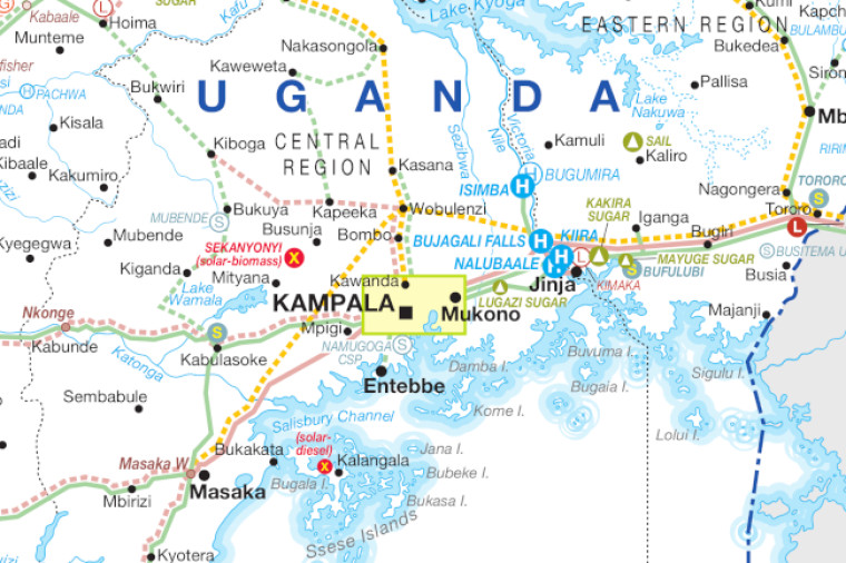 Uganda power map, central