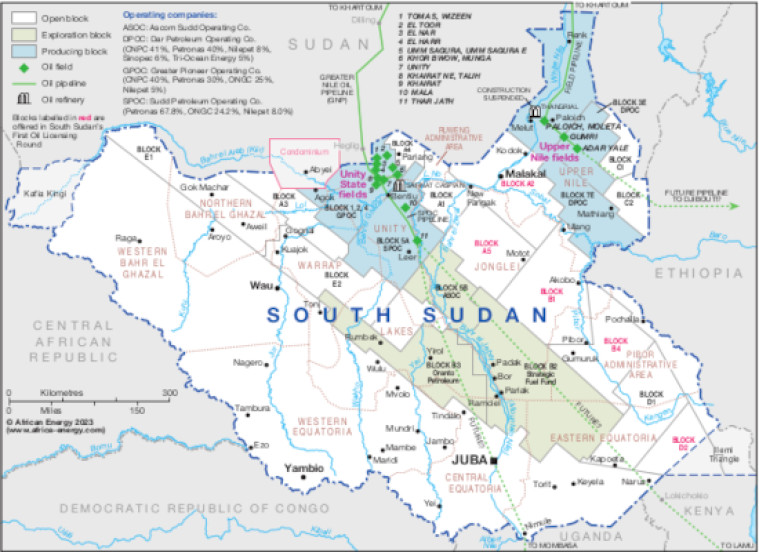 South Sudan oil map