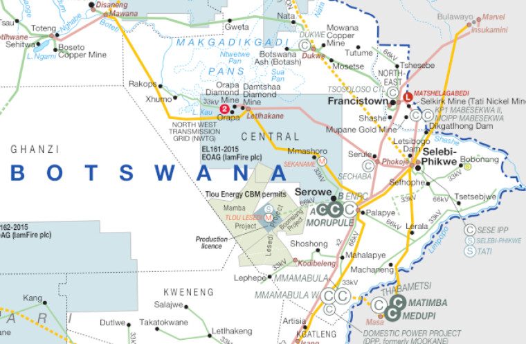 Botswana power map, cropped