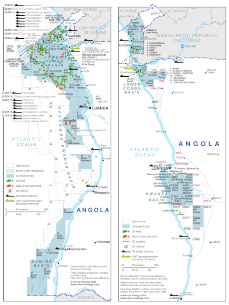Angola oil and gas map