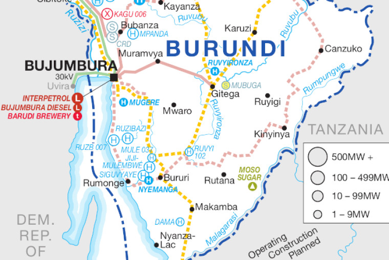 Burundi power map, cropped
