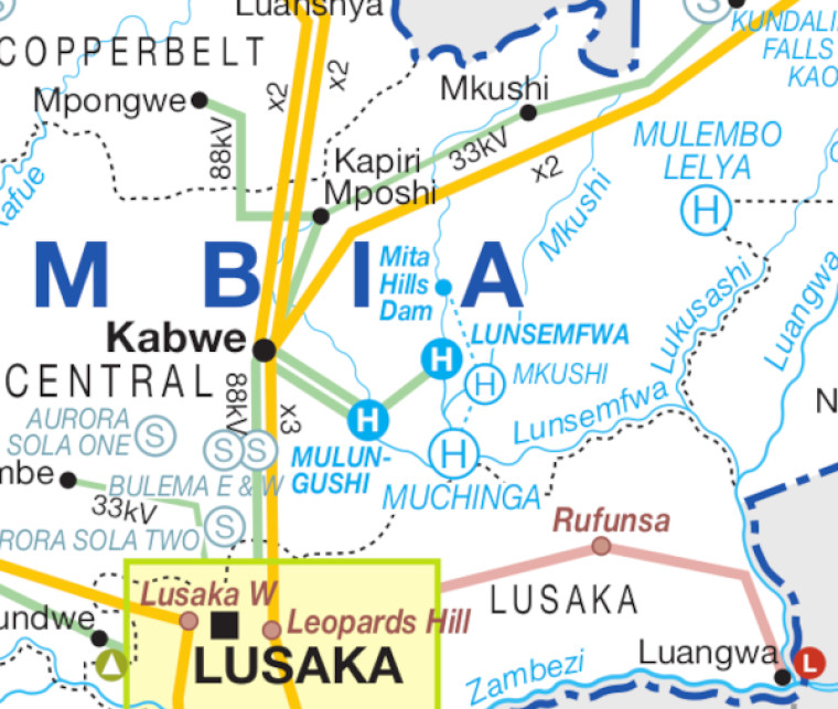 Zambia power map- Lunsemfwa hydro