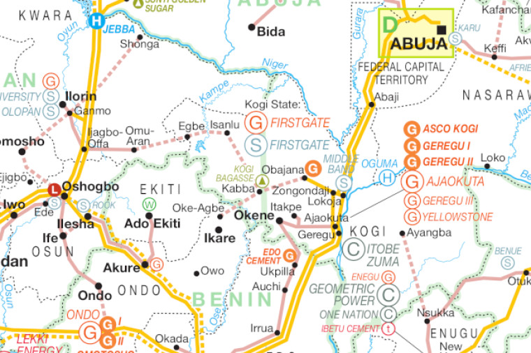 Nigeria power map focused on Kogi state