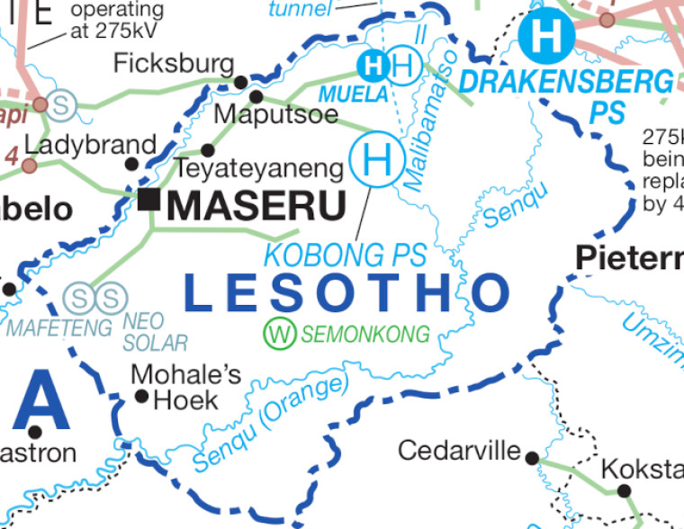 Lesotho power map, June 2022