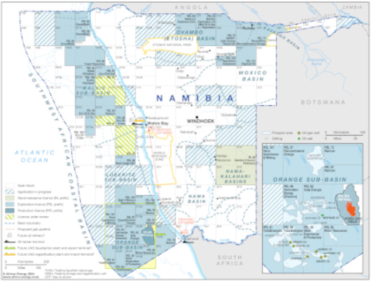 Namibia oil and gas map