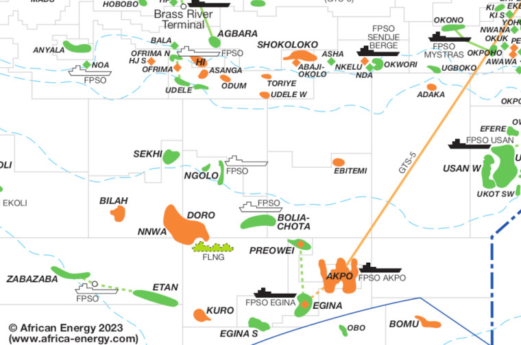 Nigeria offshore oil and gas map, OML130, Akpo