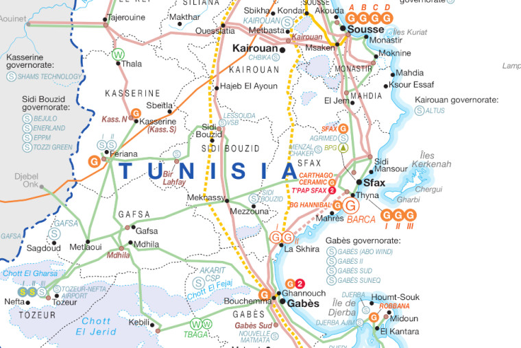 Tunisia power map, cropped
